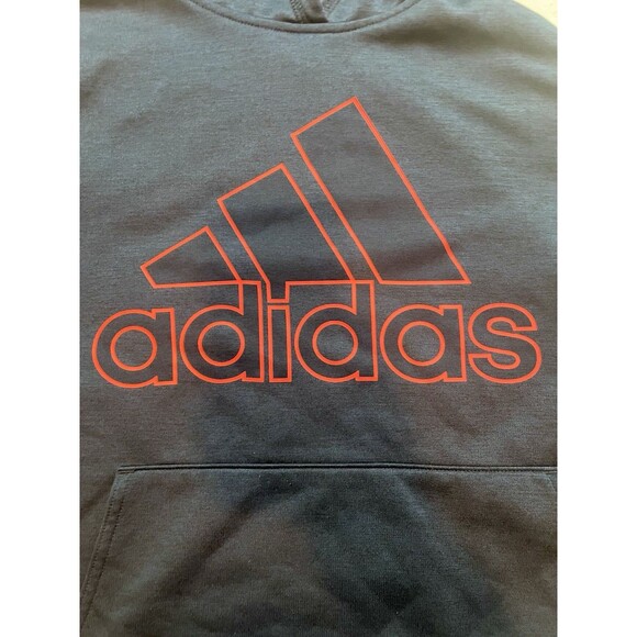 Adidas Boys Hooded Sweatshirt Size L 14/16 Blue Red Logo Stripes Hoodie - Picture 3 of 7